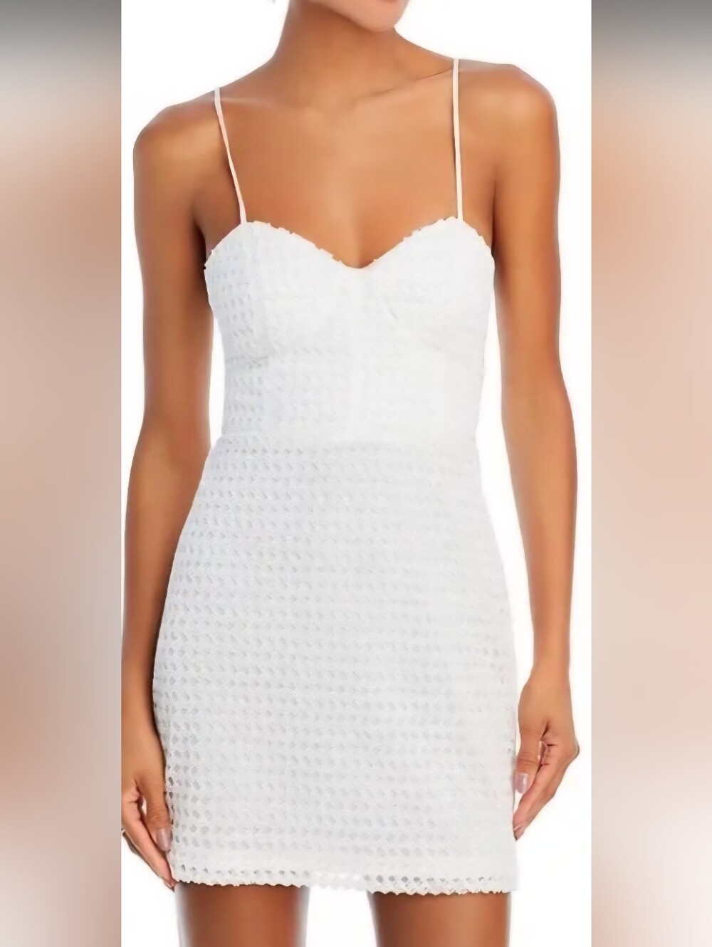 $595/ Ramy Brook Ayala White Embellished Spaghetti-Strap Mini Dress Size 10